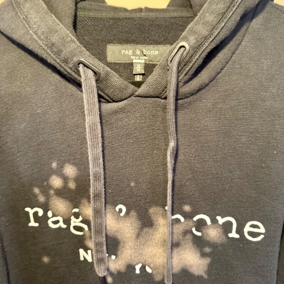Rag & Bone Heavyweight Hoodie Men's Medium Solid Black Pullover Sweatshirt - Picture 2 of 12